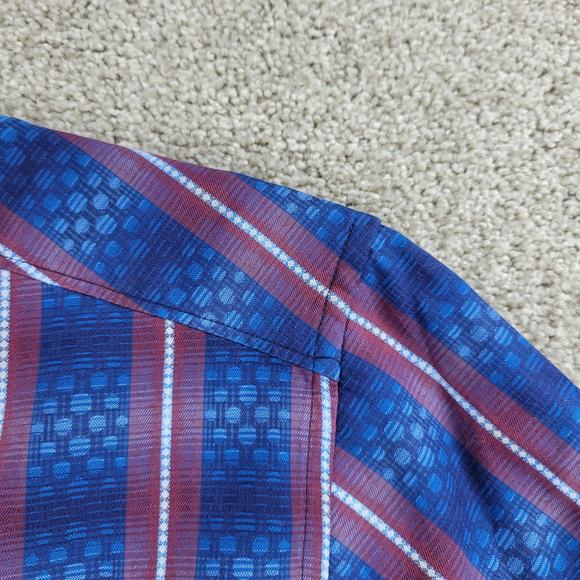 Robert Graham Shirt Mens XL Classic Fit Blue Red Embroidery Stripes Purple Cuffs - Picture 10 of 12